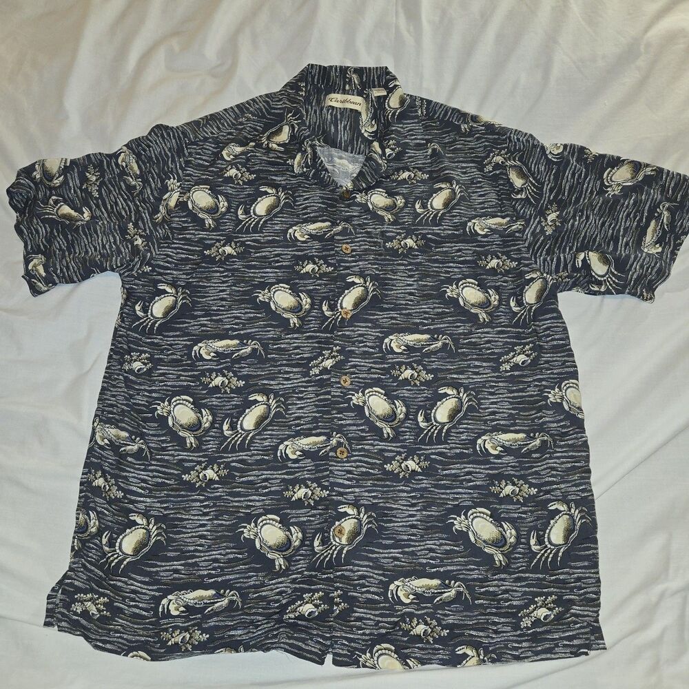 Caribbean Island Tropical Hawaiian Vacation Short Sleeve Men's L Shirt Crabs